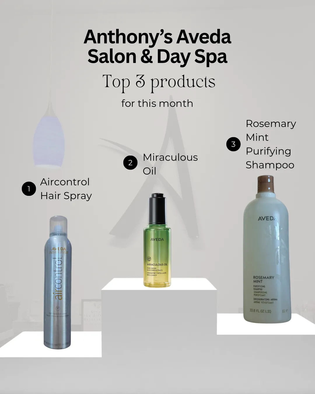 Social graphic showcasing a salon's top three products of the month